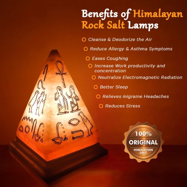 Hieroglyphics Pyramid Himalayan Rock Salt Lamp