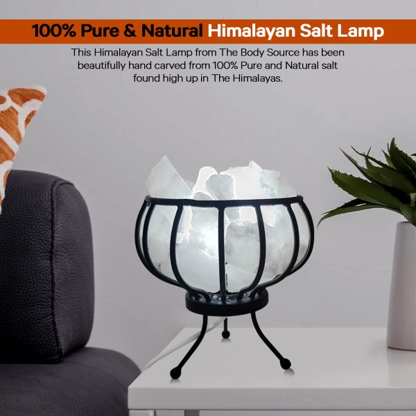 Crystal Salt Lamp "Fire Basket" with Metal Basket and Approx,