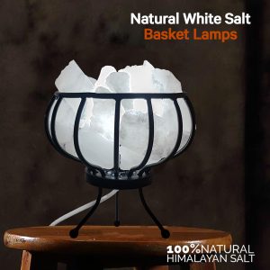 Crystal Salt Lamp "Fire Basket" with Metal Basket and Approx,
